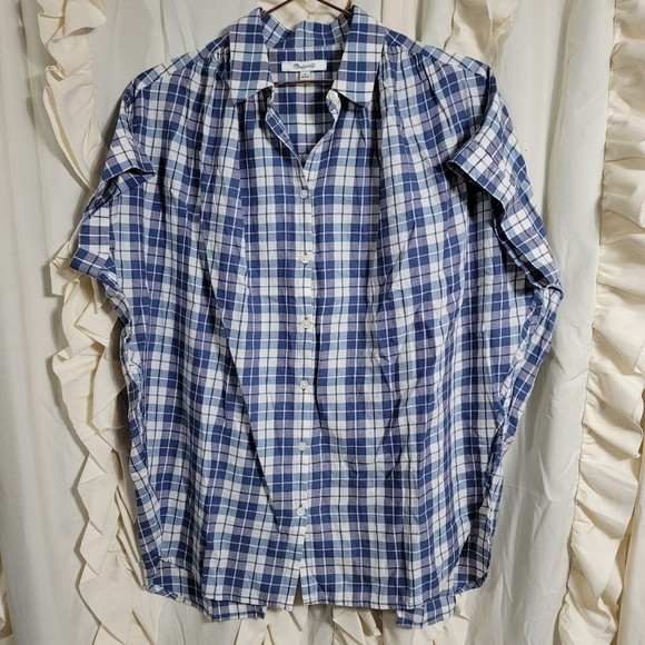 Madewell Central Open Back Shirt in Linus Plaid Small - Picture 3 of 9